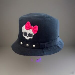 Monster High Black Fedora Hat 2012 Skull‎ Bow Sparkle 2012 Costume Dress Up EUC